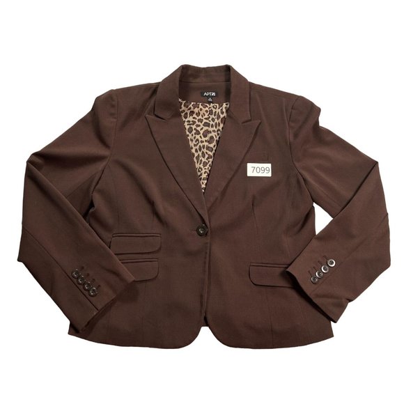 APT.9 Women's Long Sleeve Suit Jacket Flap Pockets One Button Close Brown 18 - Picture 10 of 10